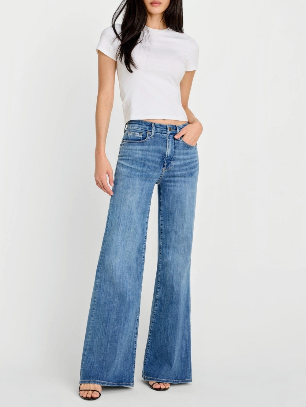 Good American- Good Waist Palazzo - High Waist Wide Leg 33.5 Inseam